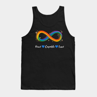 Autism Acceptance Infinity Heart | Proud Capable Loved Tank Top